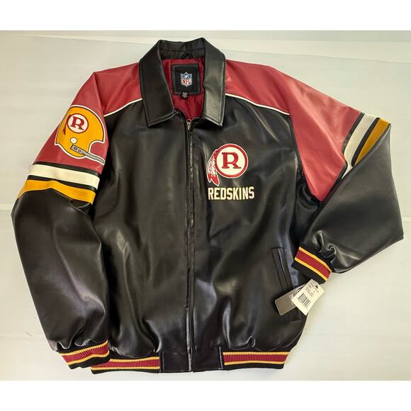 NEW NFL Team Apparel REDSKINS Retro 
1970 Vintage Logo Faux Leather Jacket - Picture 10 of 11